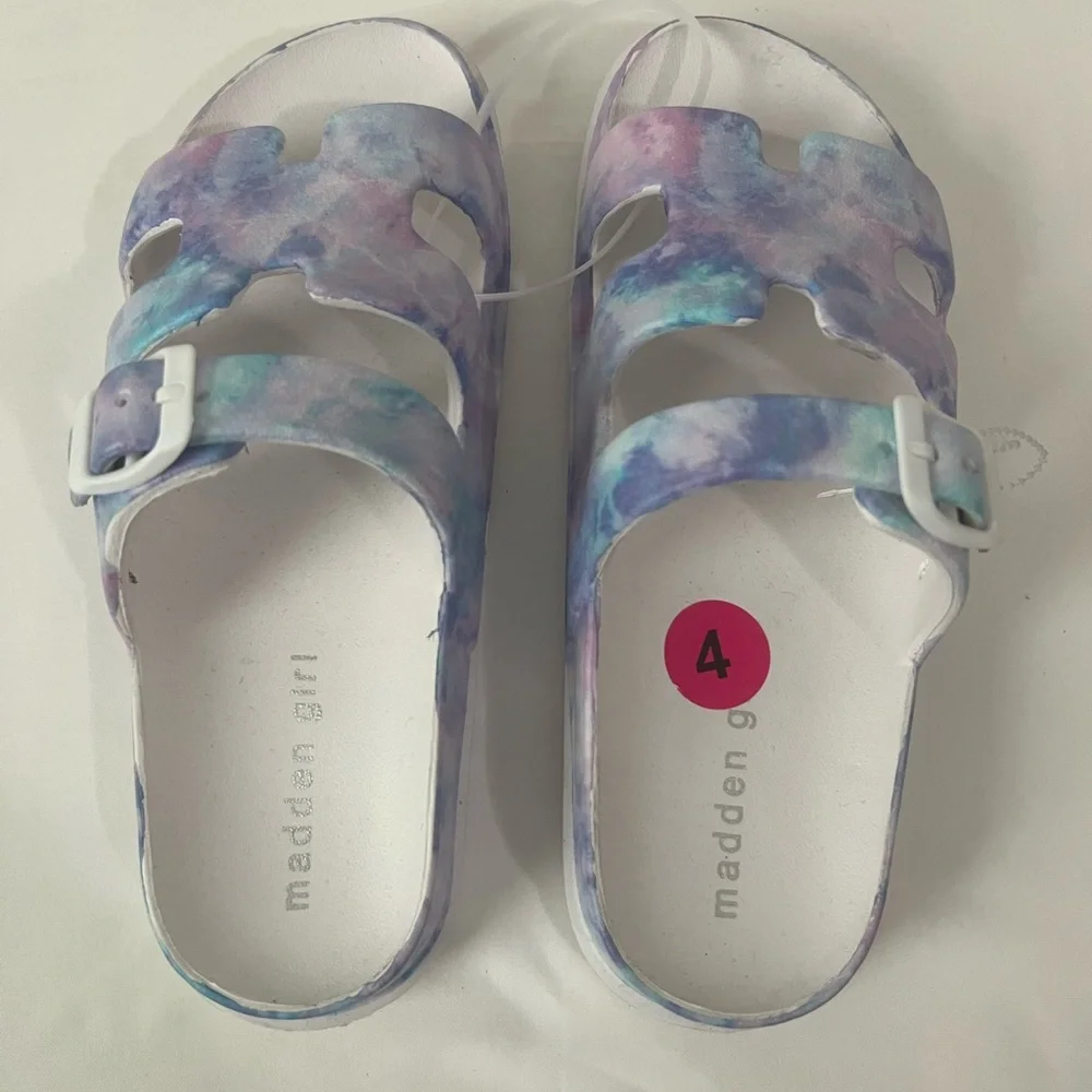 Madden Girl Multicolor Buckle‎ Slip On Sandals, Brand New